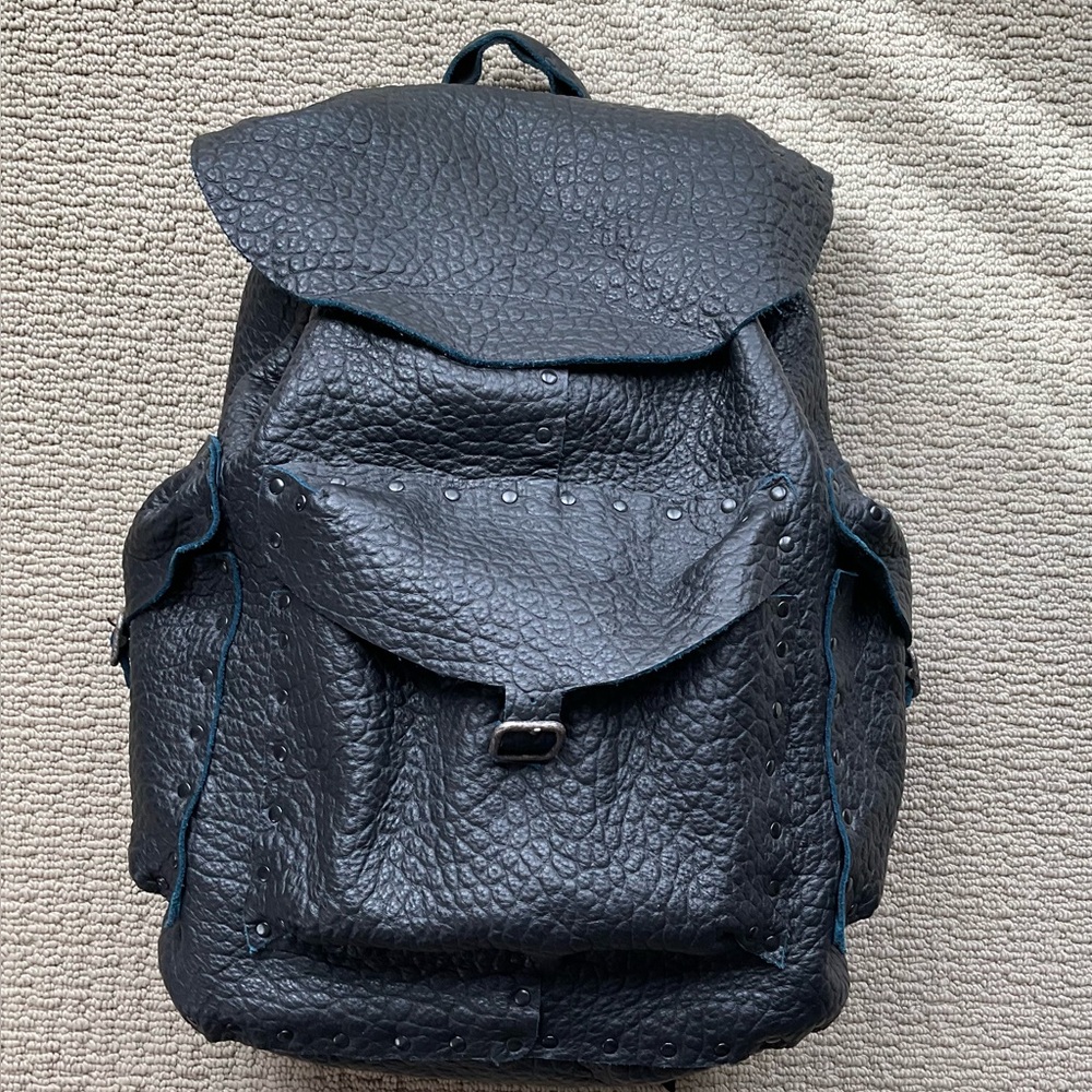 Black Textured Women's Backpack